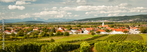 Village of Oslip with capital Eisenstadt and Leithagebirge in Burgenland Austria photo