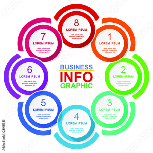 Infographic vector circle template for presentation, diagram, business concept with 8 options