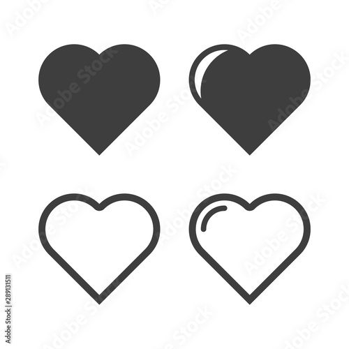 Heart icons set. Vector on a white background