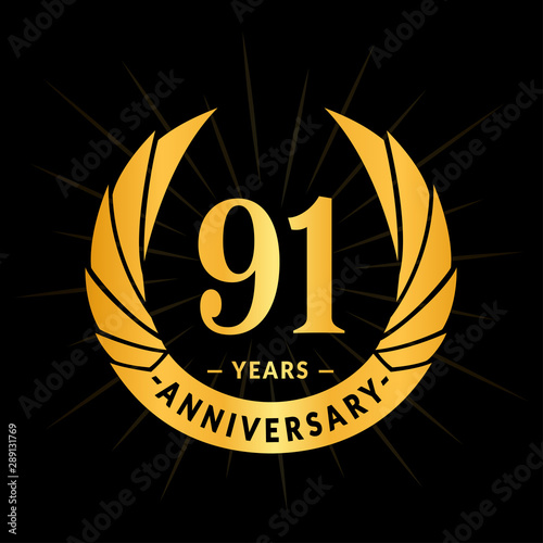 91 years anniversary celebration logotype. Elegant anniversary design. Ninety-one years logo.