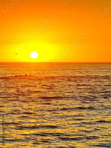 View of Santa Monica beach at sunset. © Javen