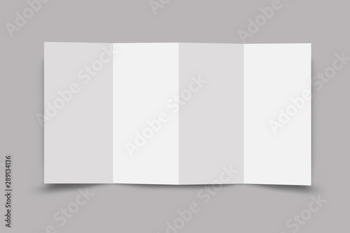 Accordion fold brochure, eight pages four panel leaflet, concertina fold. blank white 3d render illustration. - Illustration