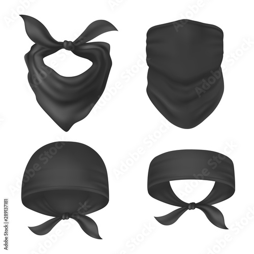 Set of isolated bandanna and face mask