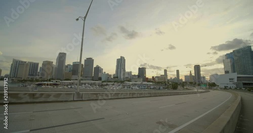 View of Bayside Downtown Miami from Port Boulevard bridge 4k 60p photo