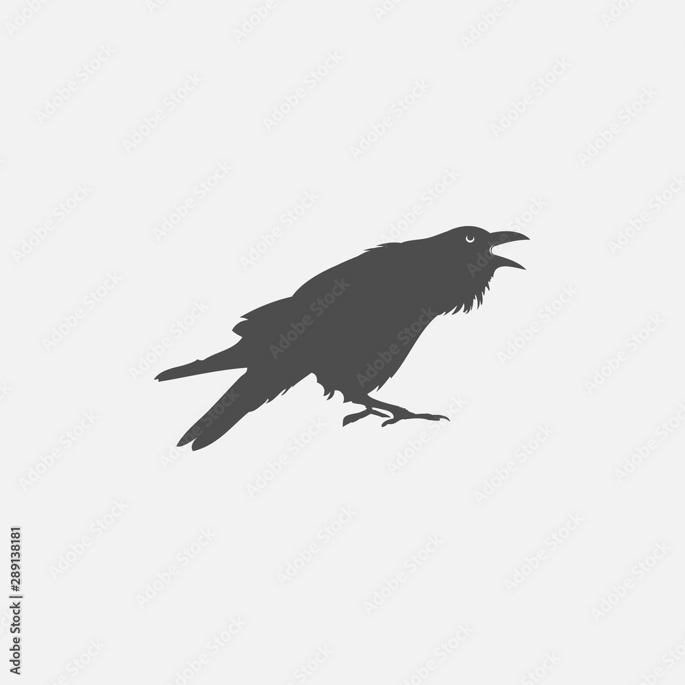 Crow icon isolated on white background. Crow vector logo Crow icon isolated on white background. Crow vector logo