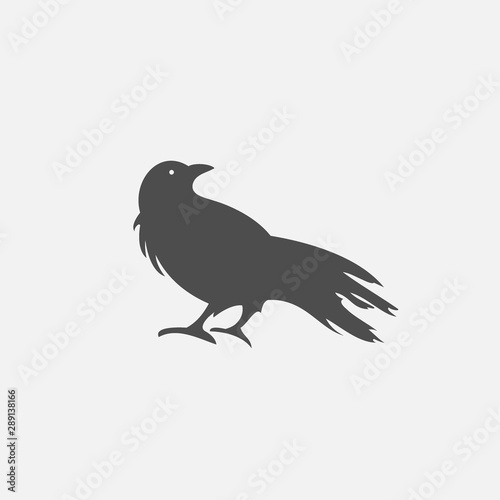 Crow icon isolated on white background. Crow vector logo