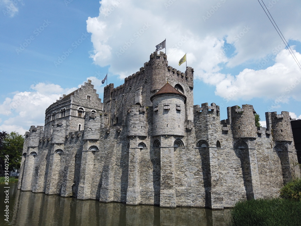 Ghent, Belgium - May 2019: View of the Castle of the Counts of Flanders.