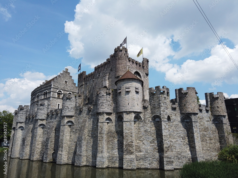 Ghent, Belgium - May 2019: View of the Castle of the Counts of Flanders.