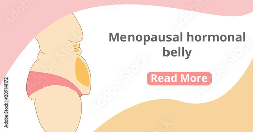 Types of female tummies banner. Tummy tuck surgery or abdominoplasty vector illustration. Medical advertising of cosmetic plastic procedures.