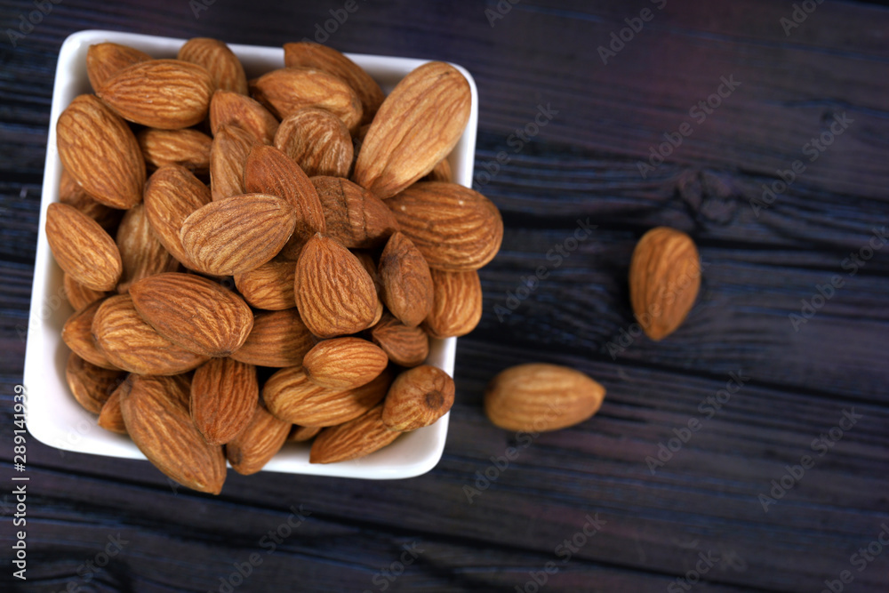 Almond. Almond nuts, close-up isolated on a white background Almond. Almond nuts, close-up isolated on a white background