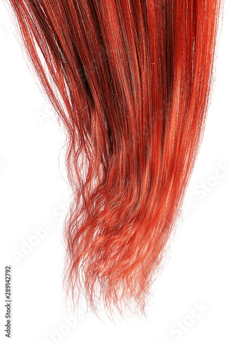 Lush red hair, isolated on white background