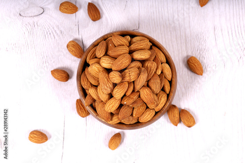 Almond. Almond nuts, close-up isolated on a white background photo