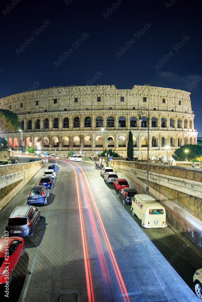 The Colosseum at night. Rome fantastic city, a historical monument
