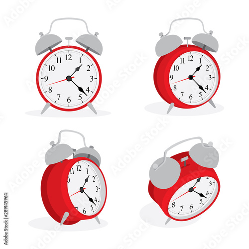 Alarm clock. Alarm clocks isometric vector illustrations set. Alarm clock flat style graphic. Part of set. 