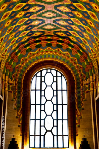Decoración dentro del edificio Guardian Building en Detroit