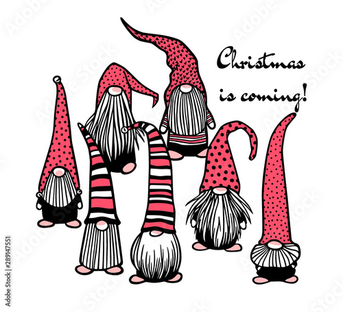 Hand drawn Christmas gnomes