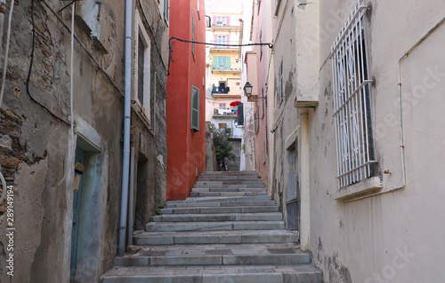 Street of Corsican city Bastia  Corsica island  France.