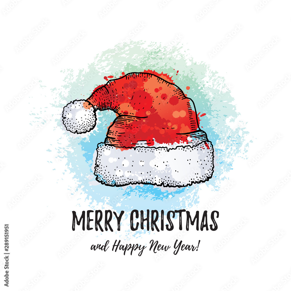 Hand Drawn Pencil Illustration Of Christmas Santa Claus Hat. Stock Photo,  Picture and Royalty Free Image. Image 82855246.