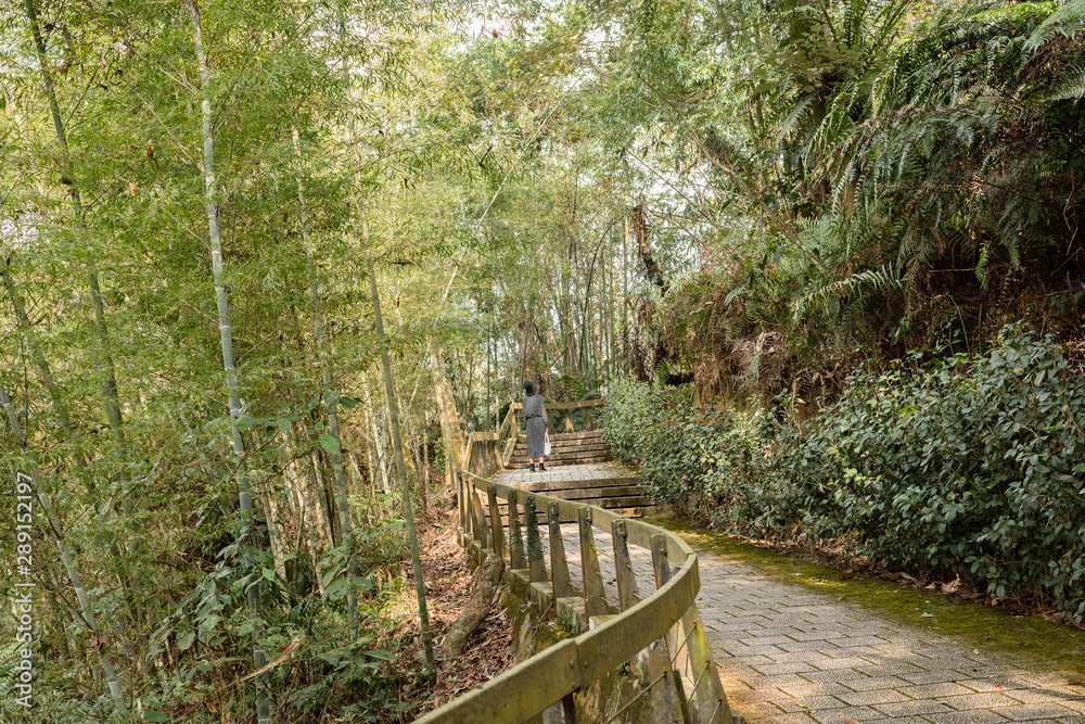 Asian woman traveling