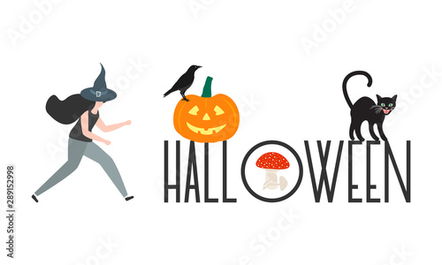 Creepy elements for Halloween 2020. Party card