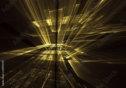 Fototapeta Naklejka Na Ścianę i Meble -  Abstract background with lighting effect. Technological fractal. Abstract 3D fractal background, 3D illustration.