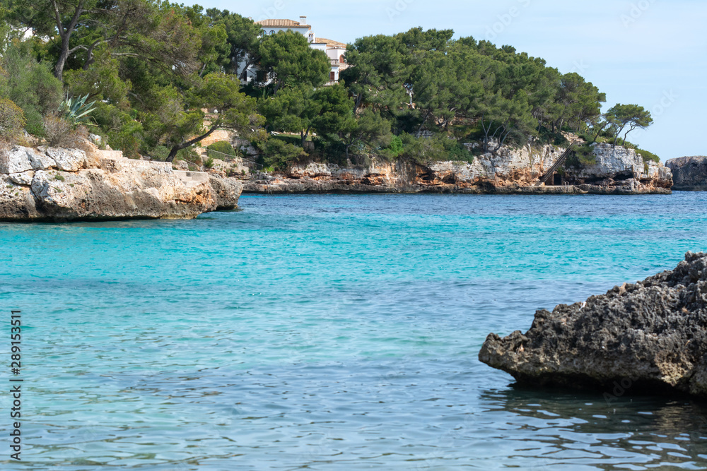 Fototapeta premium The beach Cala Ferrera, a popular family destination in the south-east of Mallorca. Spain