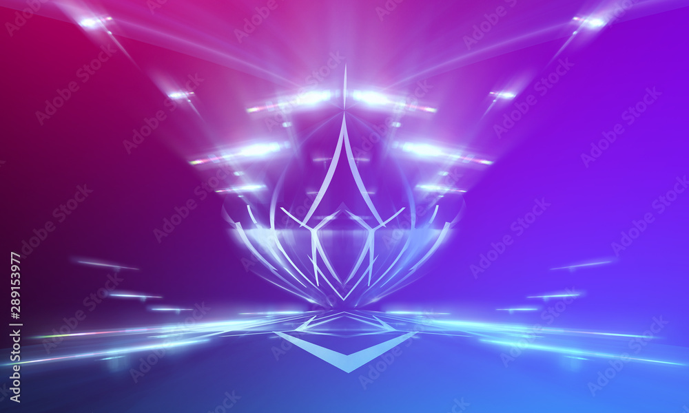 Ultraviolet abstract light. Light tunnel and laser lines. Violet and pink gradient. Modern background, neon light. Empty stage, spotlights, neon. Abstract light. Ultraviolet abstract light. Light tunnel and laser lines. Violet and pink gradient. Modern background, neon light. Empty stage, spotlights, neon. Abstract light.