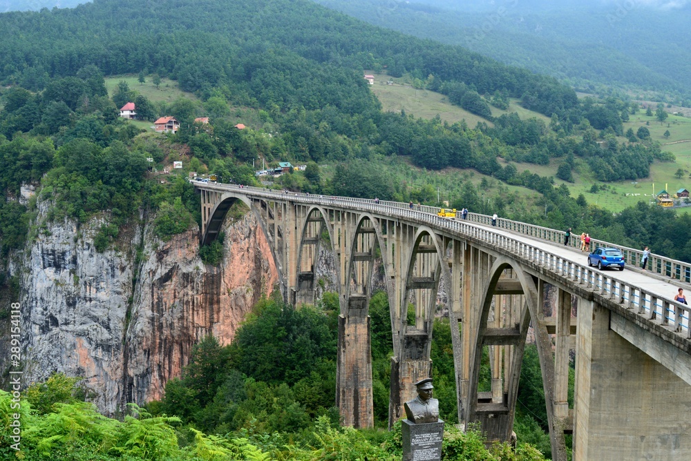 a large bridge between the hills