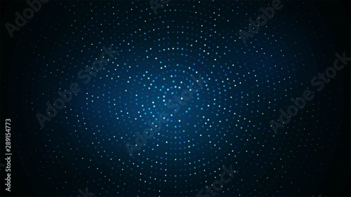 Abstract dark background with luminous blue dots