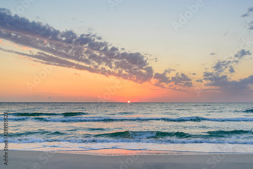 Long wave on the coast  dawn on the sea  Tunisia