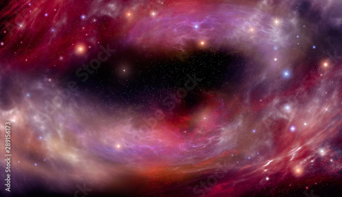 Fototapeta Naklejka Na Ścianę i Meble -  Glowing space background with purple nebula and stars, galaxy