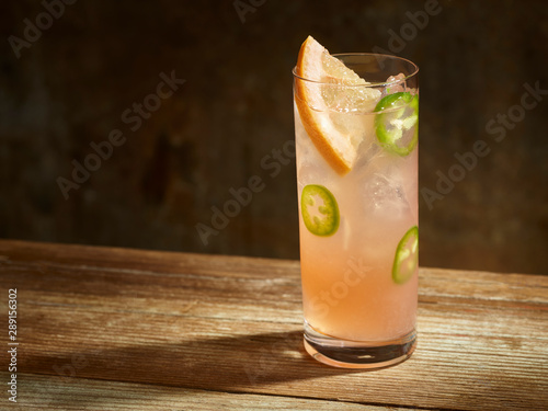 Paloma cocktail with Jalapeños