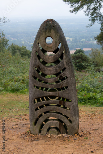 Close up of the Totem in the forest opening