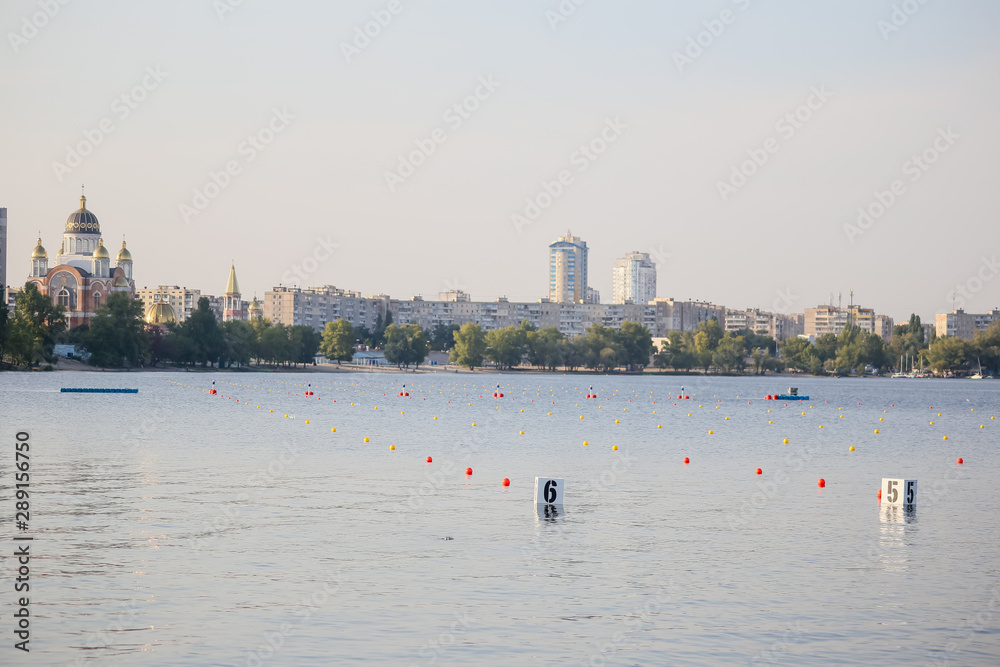 Naklejka premium Ukraine, Kiev, Obolon. Natalka Bay. Water stadium.