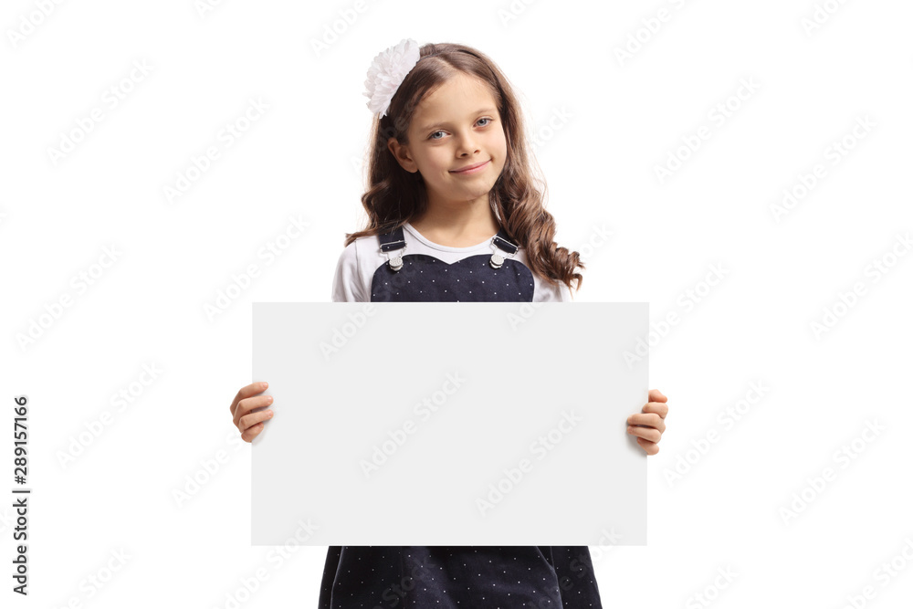 Young girl holding a blank signboard Young girl holding a blank signboard