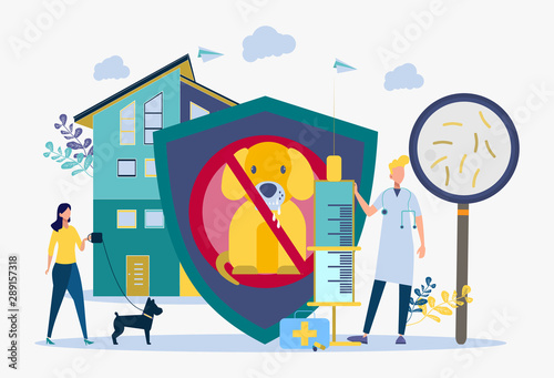 Clinic for animals. Veterinary Service, Veterinary Hospital. Rabies and your pet, pet vaccination, concept of rabies prophylaxis program.