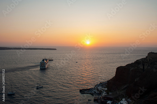Sunset at Oia on the island of Santorini, Greece
