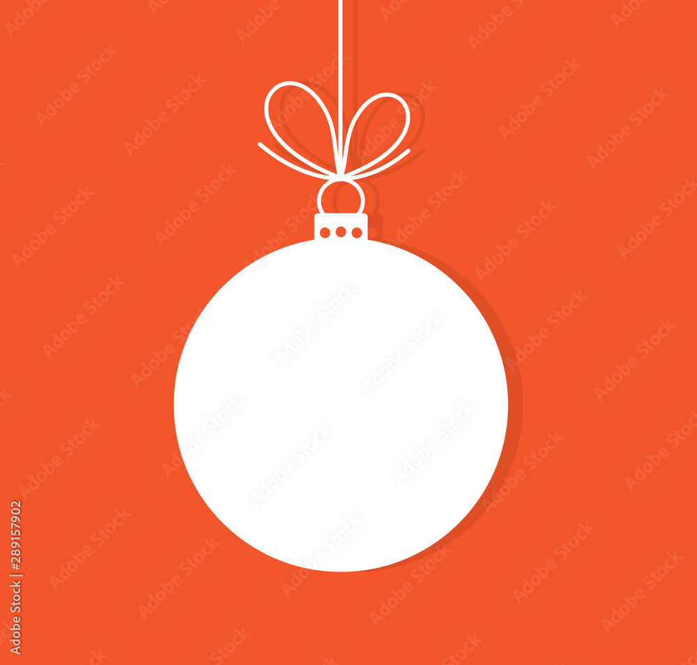 Christmas bauble ornament on red background. - obrazy, fototapety, plakaty 