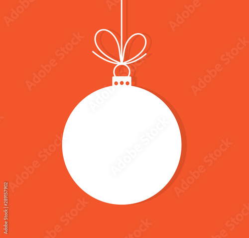 Christmas bauble ornament on red background.