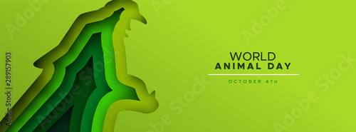 Animal day papercut banner of wild jaguar cat
