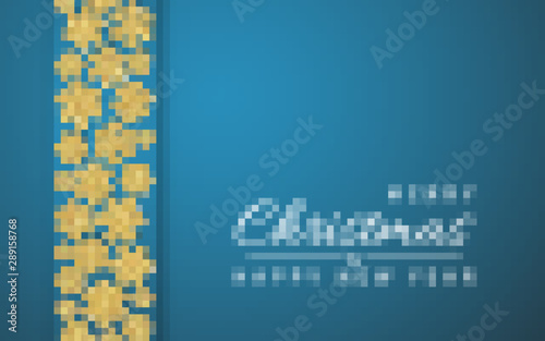 Shining glitter glowing blue snowflakes on blue background. Christmas and New Year background. Vector illustration