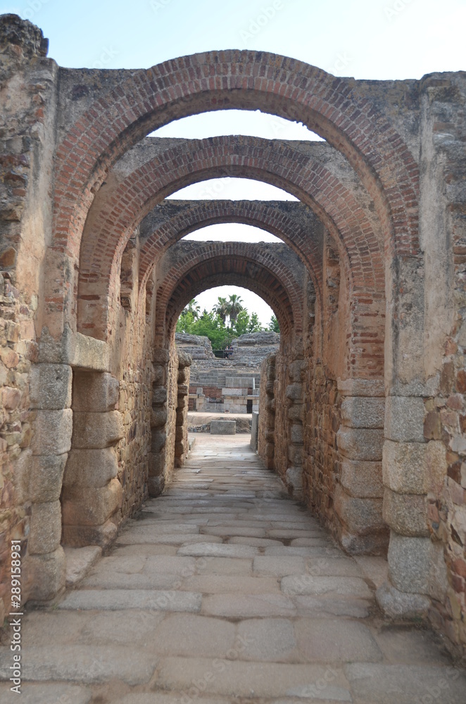 Arched path to a Roman arena - Merida - Spain