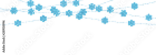 Christmas or New Year blue decoration on white background. Hanging glitter snowflake. Vector illustration