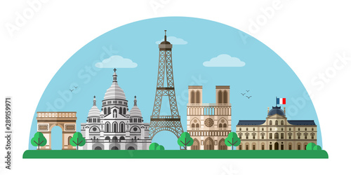 Paris city flat vector banner template