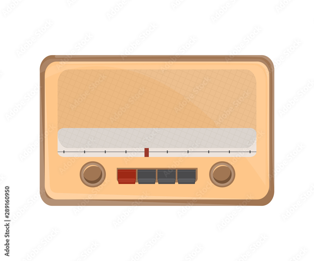 Fototapeta premium Old fashioned radio flat vector illustration
