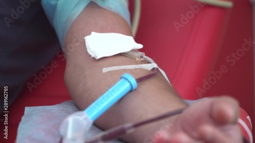 DONETSK, UKRAINE -  September 09, 2019:  Blood transfusion station, donation.