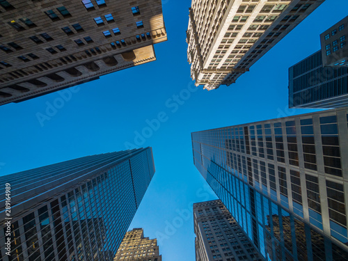 New York skyscrapers bottom view