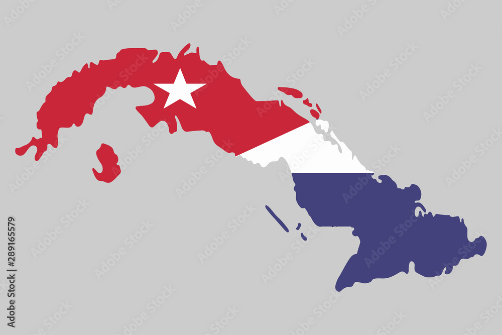 Fototapeta premium Vector flag map of Cuba. Vector illustration