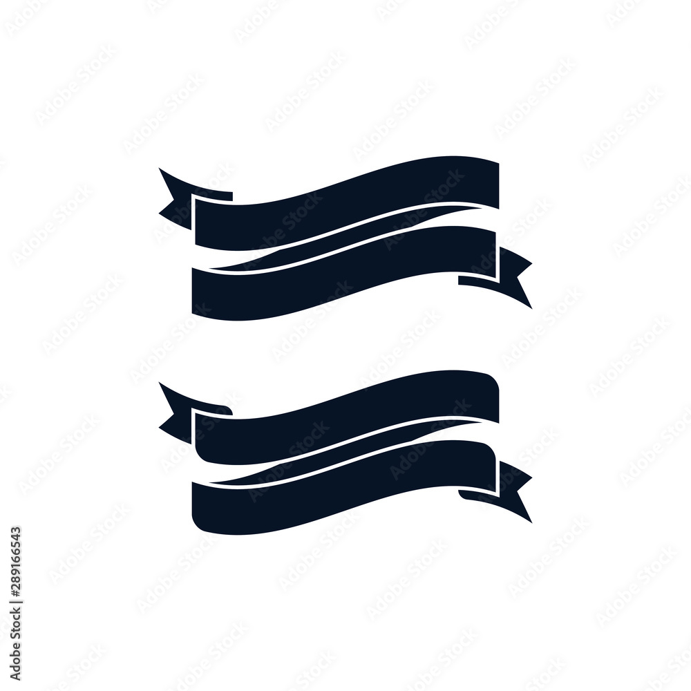set of flat blue ribbons. vector illustration