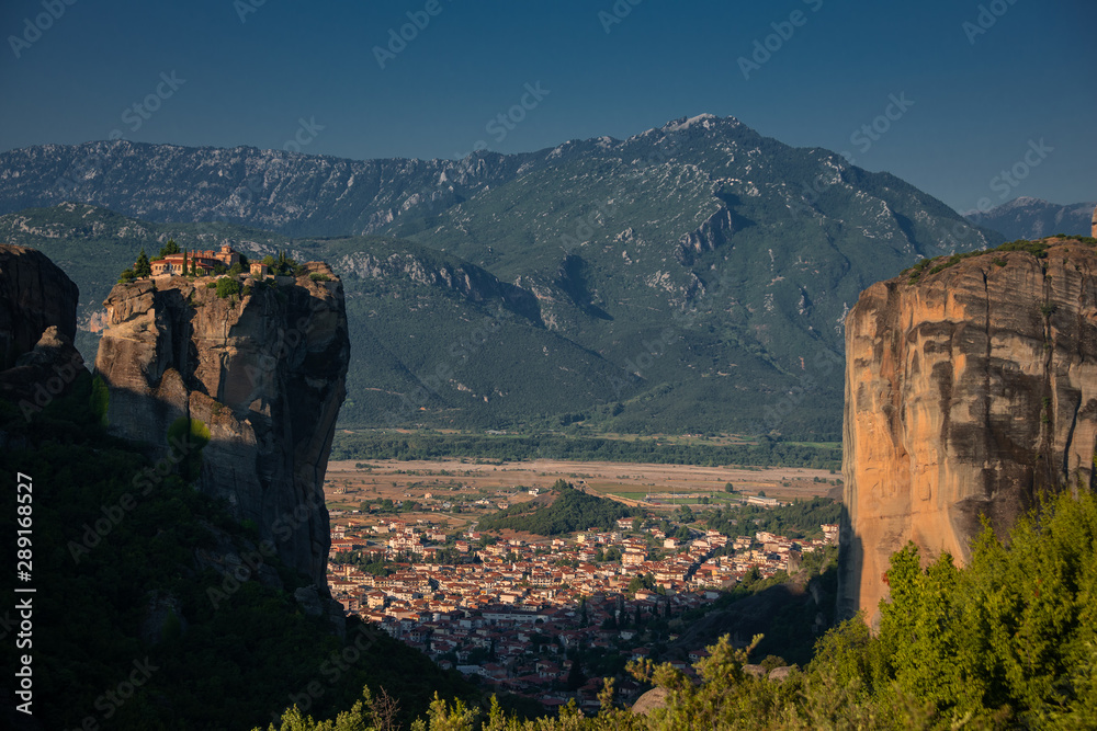 Breathtaking morning view on the rocks and Monasteries of the Meteora area